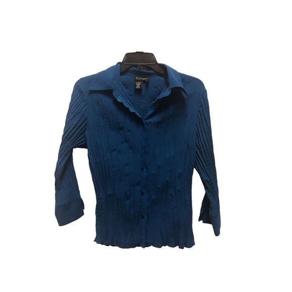 Bay Studio Career Petite Women’s Blue Long Sleeve Button Down too - Picture 1 of 6